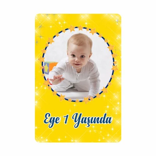 Sarı Lacivert Temalı Doğum Günü Magneti